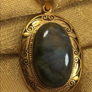 Handcrafted gold plated pendant with opal stone